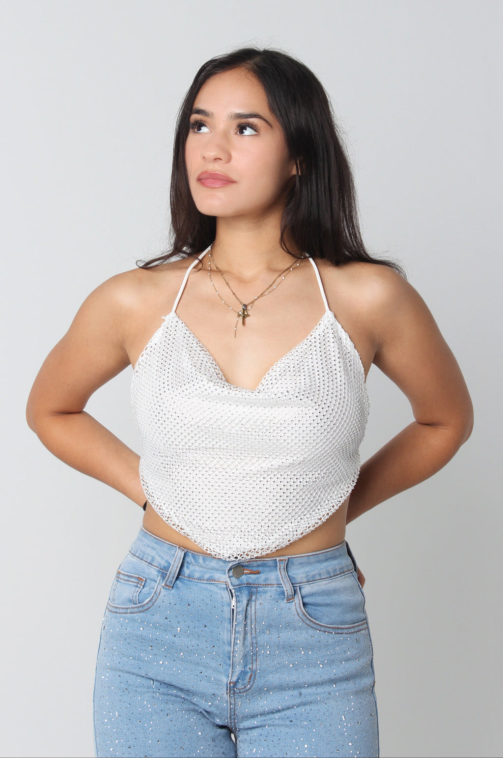 Natalie Rhinestone Crop Top