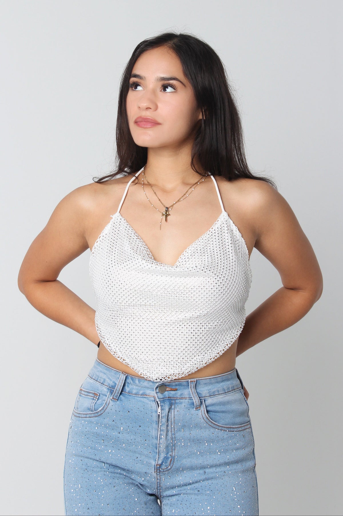Natalie Rhinestone Crop Top